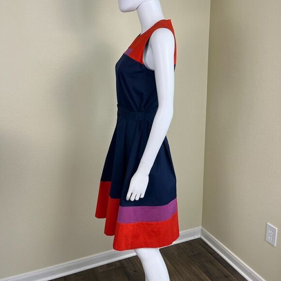 Boss Hugo Boss Hadesa Colorblocked Cotton Poplin Fit & Flare Mini Dress Modern - Picture 15 of 16